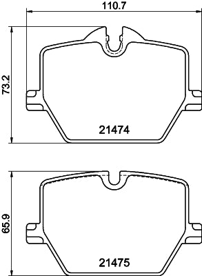 HELLA Brake pad set - T2347 - for e.g. BMW / TOYOTA 8DB355040-601