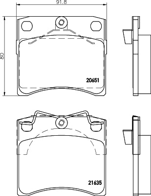 HELLA Brake pad set - T5115 - for e.g. VOLKSWAGEN 8DB355018-381