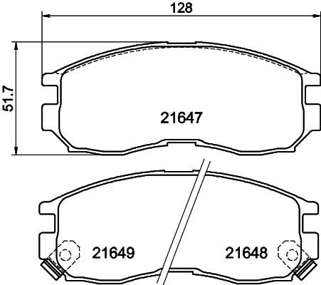 HELLA Brake pad set - T0398 - for e.g. CHRYSLER / DODGE / HONDA / HYUNDAI 8DB355006-471