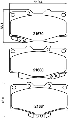 HELLA Brake pad set - T1981 - for e.g. TOYOTA / VOLKSWAGEN 8DB355015-351