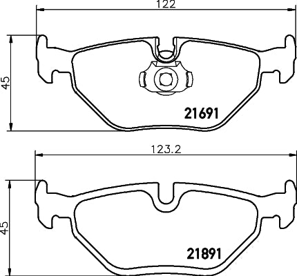 HELLA Brake pad set - T1104 - for e.g. ALPINA / BMW 8DB355007-981