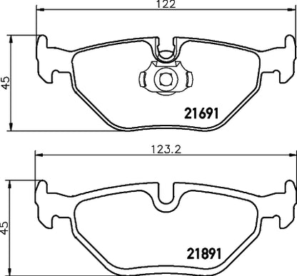HELLA Brake pad set - T1104 - for e.g. ALPINA / BMW 8DB355007-981