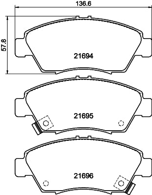 HELLA Brake pad set - T3018 - for e.g. ACURA / HONDA 8DB355016-461
