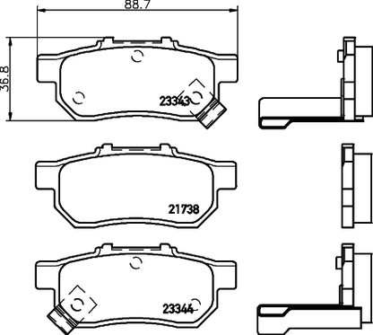 HELLA Brake pad set - T3107 - for e.g. ACURA / HONDA / MAZDA 8DB355017-151
