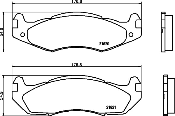HELLA Brake pad set - T0385 - for e.g. AMC / HUMMER / JEEP 8DB355006-371