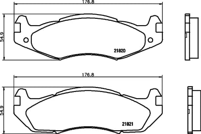 HELLA Brake pad set - T0385 - for e.g. AMC / HUMMER / JEEP 8DB355006-371