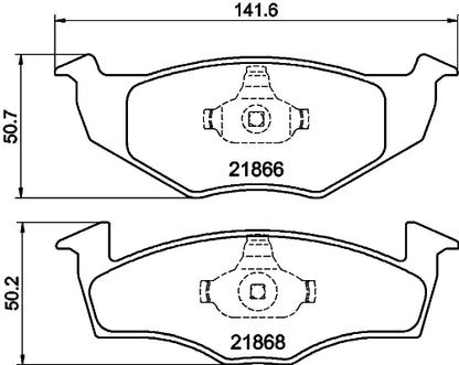 HELLA Brake pad set - T1143 - for e.g. SEAT / VOLKSWAGEN 8DB355008-351