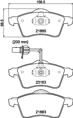 HELLA Brake pad set - T1196 - for e.g. VOLKSWAGEN 8DB355008-931