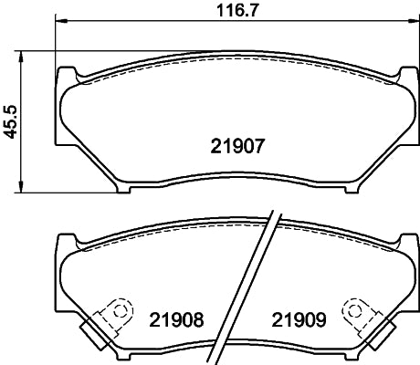 HELLA Brake pad set - T3081 - for e.g. CHEVROLET / SUZUKI 8DB355016-911