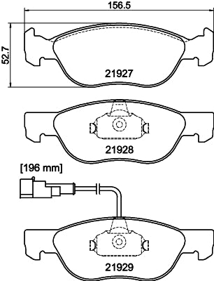 HELLA Brake pad set - T1095 - for e.g. ALFA ROMEO / FIAT / LANCIA 8DB355007-901
