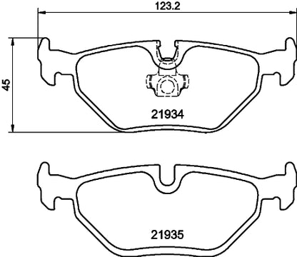 HELLA Brake pad set - T1207 - for e.g. SAAB 8DB355009-051