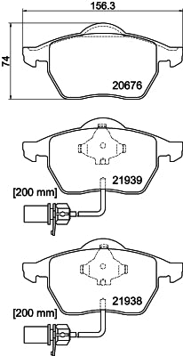 HELLA Brake pad set - T1149 - for e.g. AUDI / VOLKSWAGEN 8DB355008-411