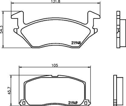 HELLA Brake pad set - T3054 - for e.g. TOYOTA 8DB355016-781