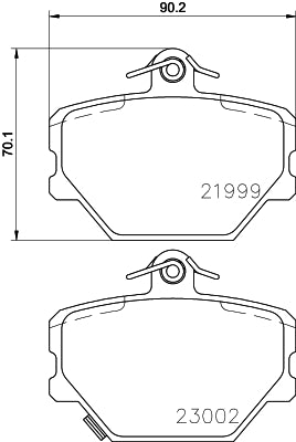 HELLA Brake pad set - T1176 - for e.g. SMART 8DB355008-721