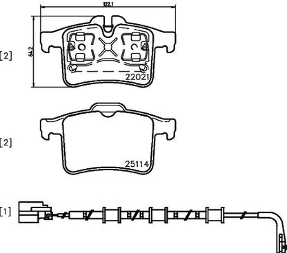 HELLA Brake pad set - T2375 - for e.g. JAGUAR 8DB355021-561