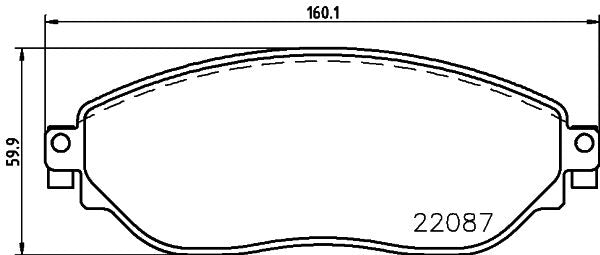 HELLA Brake pad set - T2433 - for e.g. FIAT / MITSUBISHI / NISSAN / OPEL 8DB355021-891