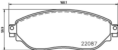 HELLA Brake pad set - T2433 - for e.g. FIAT / MITSUBISHI / NISSAN / OPEL 8DB355021-891