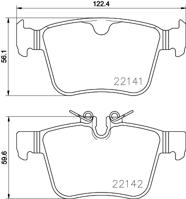 HELLA Brake pad set - T2461 - for e.g. JAGUAR / LAND ROVER / VOLVO / VOLVO ASIA 8DB355023-361