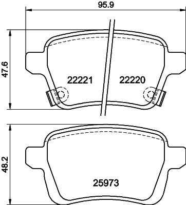 HELLA Brake pad set - T2494 - for e.g. OPEL / VAUXHALL 8DB355024-651