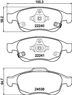 HELLA Brake pad set - T2445 - for e.g. FIAT / JEEP 8DB355023-251