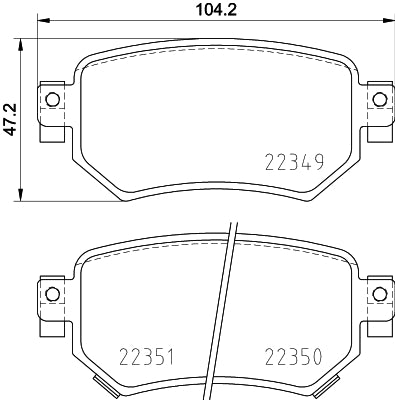 HELLA Brake pad set - T2598 - for e.g. MAZDA 8DB355025-561