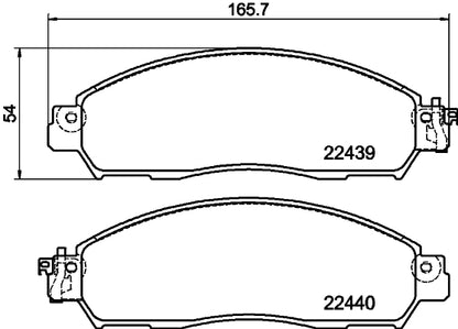 HELLA Brake pad set - T2576 - for e.g. NISSAN / RENAULT 8DB355032-071