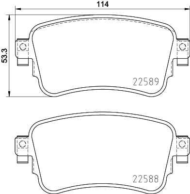 HELLA Brake pad set - T2665 - for e.g. CITROEN / FIAT / OPEL / PEUGEOT / TOYOTA 8DB355037-681