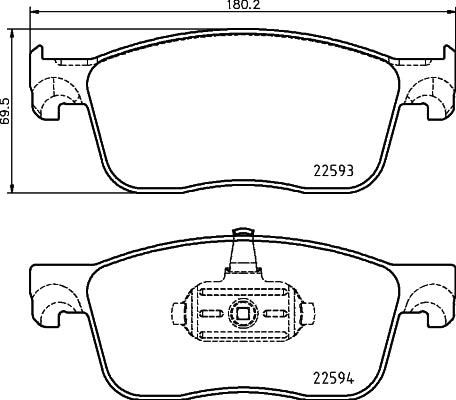 HELLA Brake pad set - T2666 - for e.g. CITROEN / FIAT / OPEL / PEUGEOT / TOYOTA 8DB355031-541