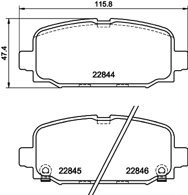 HELLA Brake pad set - T2753 - for e.g. JEEP 8DB355039-411