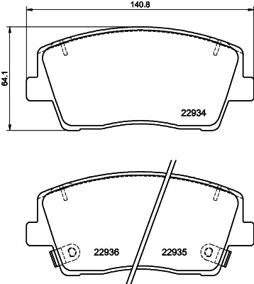 HELLA Brake pad set - T2804 - for e.g. KIA 8DB355040-111