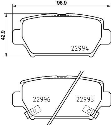 HELLA Brake pad set - T2785 - for e.g. MITSUBISHI 8DB355039-401