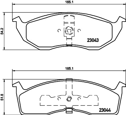 HELLA Brake pad set - T1100 - for e.g. CHRYSLER / DODGE / PLYMOUTH 8DB355007-941