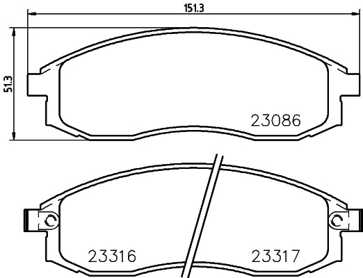 HELLA Brake pad set - T1567 - for e.g. MITSUBISHI 8DB355006-731