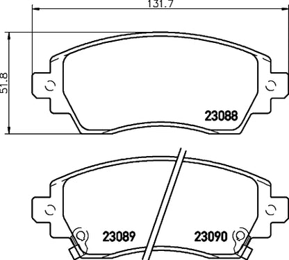 HELLA Brake pad set - T3102 - for e.g. TOYOTA 8DB355017-101