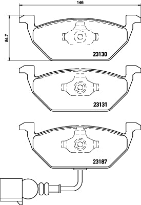 HELLA Brake pad set - T1163 - for e.g. AUDI / SEAT / SKODA / VOLKSWAGEN 8DB355008-551