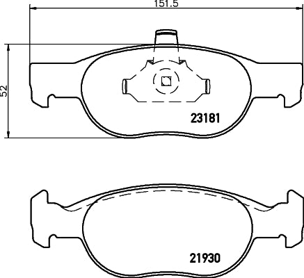 HELLA Brake pad set - T1151 - for e.g. FIAT / LANCIA 8DB355008-431