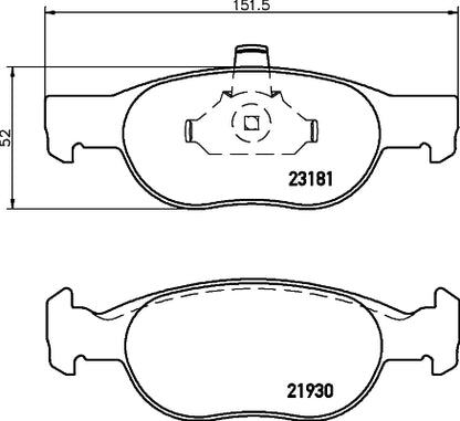 HELLA Brake pad set - T1151 - for e.g. FIAT / LANCIA 8DB355008-431