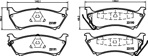 HELLA Brake pad set - T1172 - for e.g. MERCEDES-BENZ 8DB355008-671