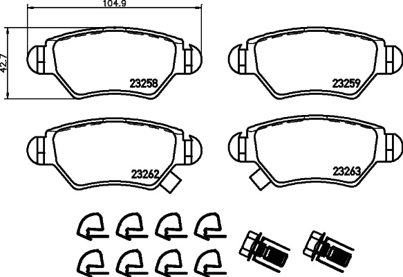 HELLA Brake pad set - T9066 - for e.g. CHEVROLET / HOLDEN / OPEL / VAUXHALL 8DB355019-271