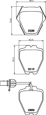 HELLA Brake pad set - T1205 - for e.g. AUDI / VOLKSWAGEN 8DB355009-031