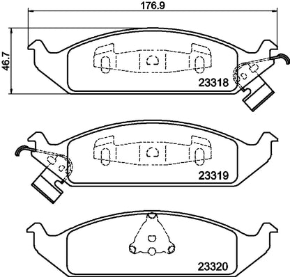 HELLA Brake pad set - T1694 - for e.g. CHRYSLER / DODGE 8DB355013-281