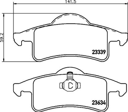 HELLA Brake pad set - T1297 - for e.g. JEEP 8DB355009-891