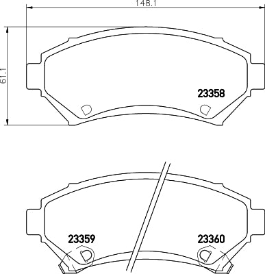 HELLA Brake pad set - T3086 - for e.g. BUICK / CADILLAC / CHEVROLET / MEGA 8DB355016-951