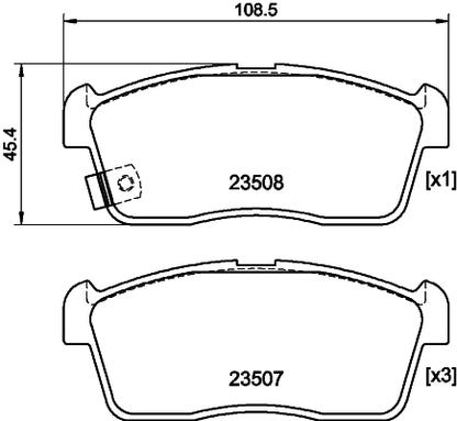 HELLA Brake pad set - T1933 - for e.g. MARUTI / NISSAN / SUZUKI 8DB355015-071