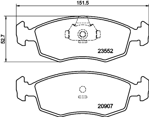 HELLA Brake pad set - T1216 - for e.g. FIAT 8DB355009-131