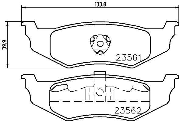 HELLA Brake pad set - T5145 - for e.g. CHRYSLER / DODGE / PLYMOUTH 8DB355018-661