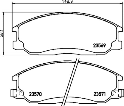 HELLA Brake pad set - T1307 - for e.g. DAEWOO / HYUNDAI / SSANGYONG 8DB355009-991