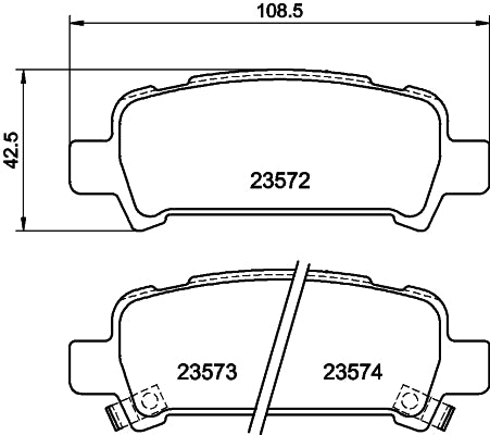 HELLA Brake pad set - T1244 - for e.g. SAAB / SUBARU 8DB355009-401