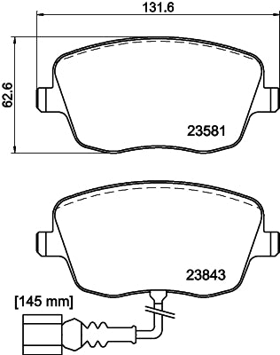 HELLA Brake pad set - T5161 - for e.g. SEAT / SKODA / VOLKSWAGEN 8DB355018-811