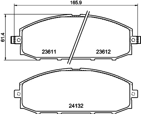 HELLA Brake pad set - T1370 - for e.g. NISSAN 8DB355010-511